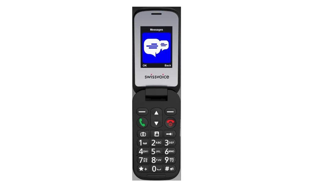 Senior mobile phone with voice output and SOS button, black