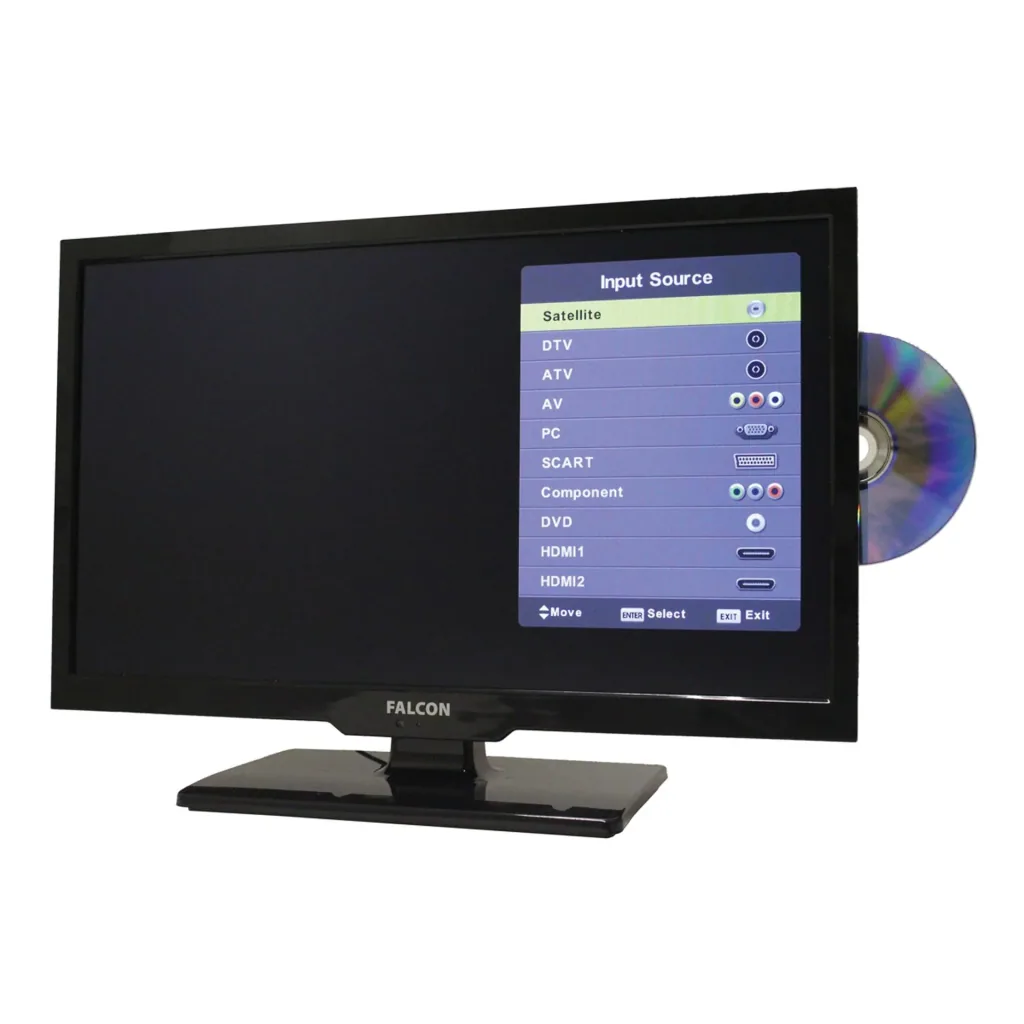 19-inch LED TV with DVD player, 12/24 and 230 volts
