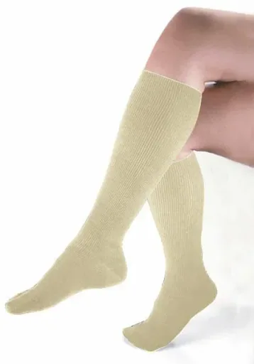 Support knee-high socks with terry cloth padding, beige, size 42/43
