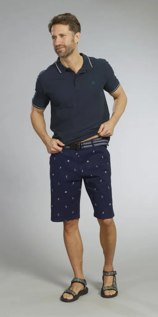 Buttoned polo shirt, navy, size M