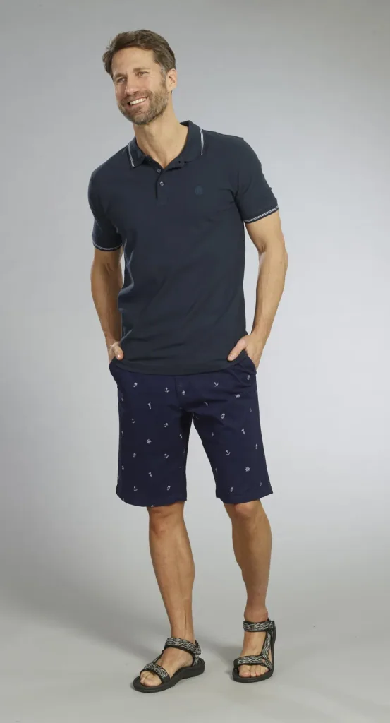 Buttoned polo shirt, navy, size M