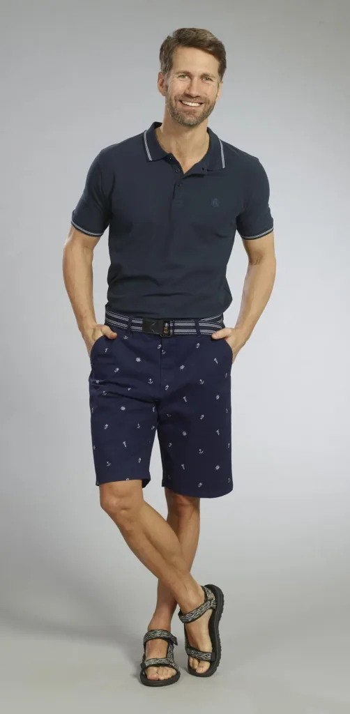 Buttoned polo shirt, navy, size M