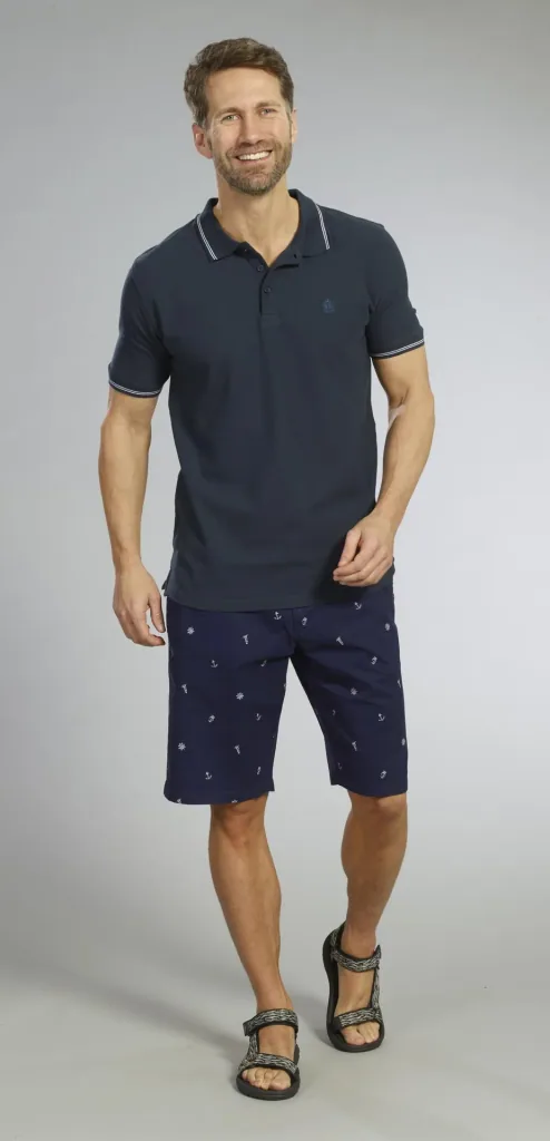Buttoned polo shirt, navy, size M