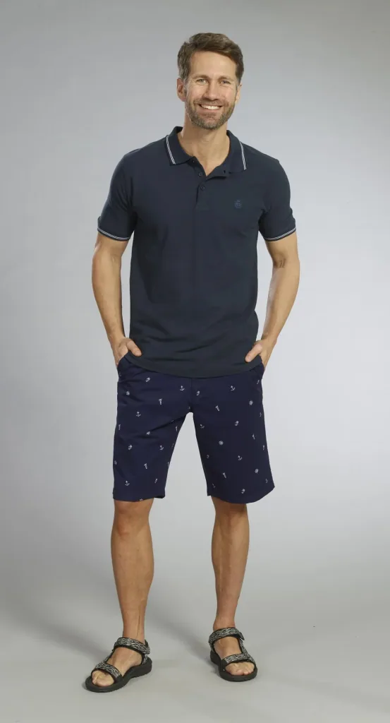 Buttoned polo shirt, navy, size M