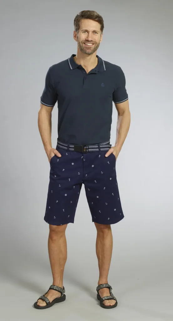 Buttoned polo shirt, navy, size M