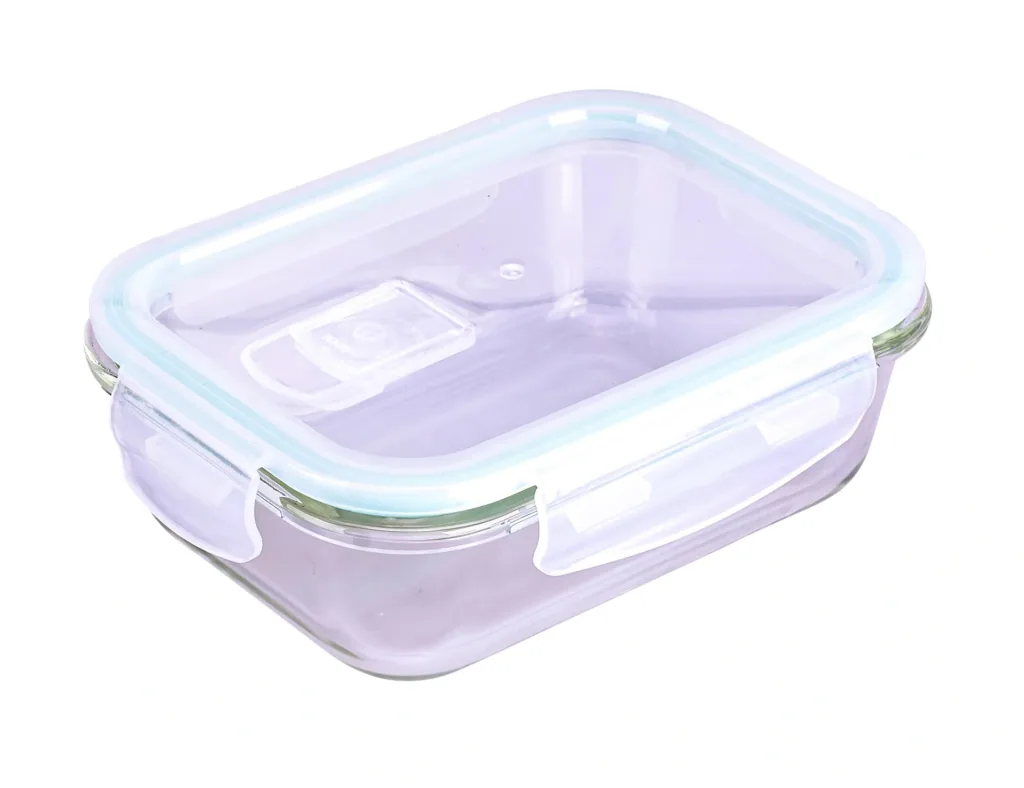 Glass food storage container with microwave lid, rectangular, 620 ml