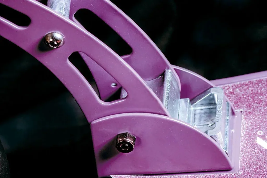 Aluminum scooter with folding mechanism and stand, 205 mm, ABEC 7, height adjustable, purple