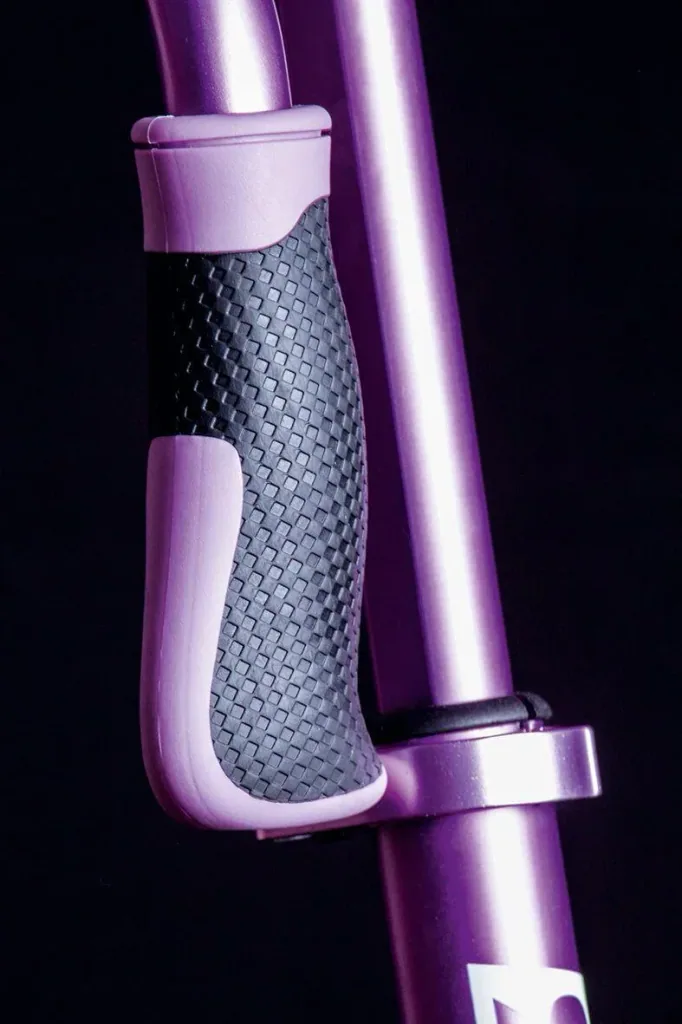 Aluminum scooter with folding mechanism and stand, 205 mm, ABEC 7, height adjustable, purple