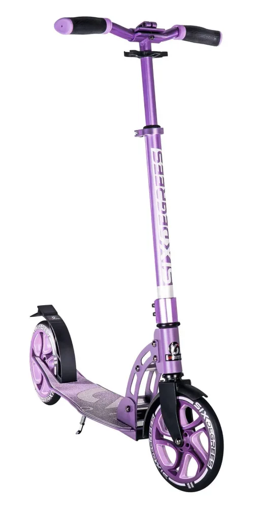 Aluminum scooter with folding mechanism and stand, 205 mm, ABEC 7, height adjustable, purple