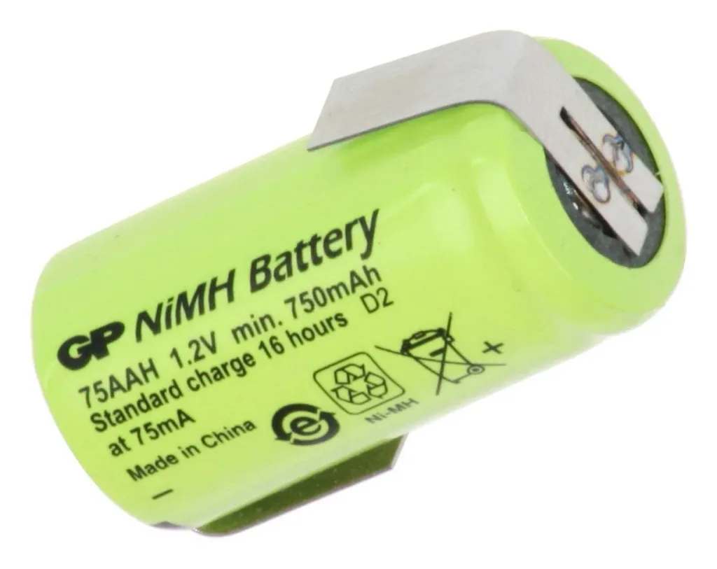 NiMH battery 2/3 Mignon (AA) with 750mAh and Z-soldering lug in plastic casing