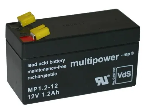 Lead-acid battery 12V, 1.2Ah, 4.8mm connection, VdS