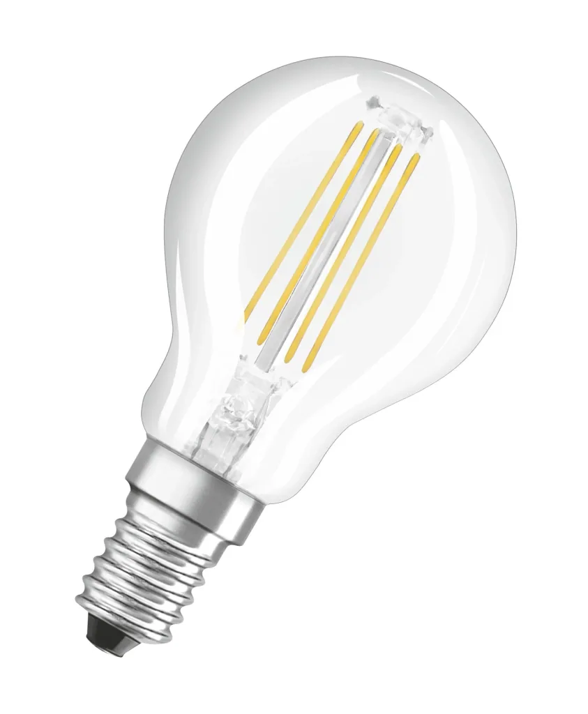 BASE FILAMENT LED drop lamp with 4 watts, E14, warm white, clear - 3 pieces