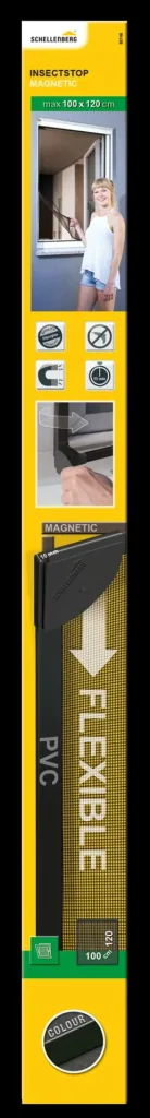 Fly screen magnetic frame with fiberglass fabric, anthracite, 100 x 120 cm