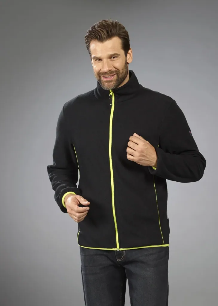 Lightweight fleece jacket, black/lime, size M