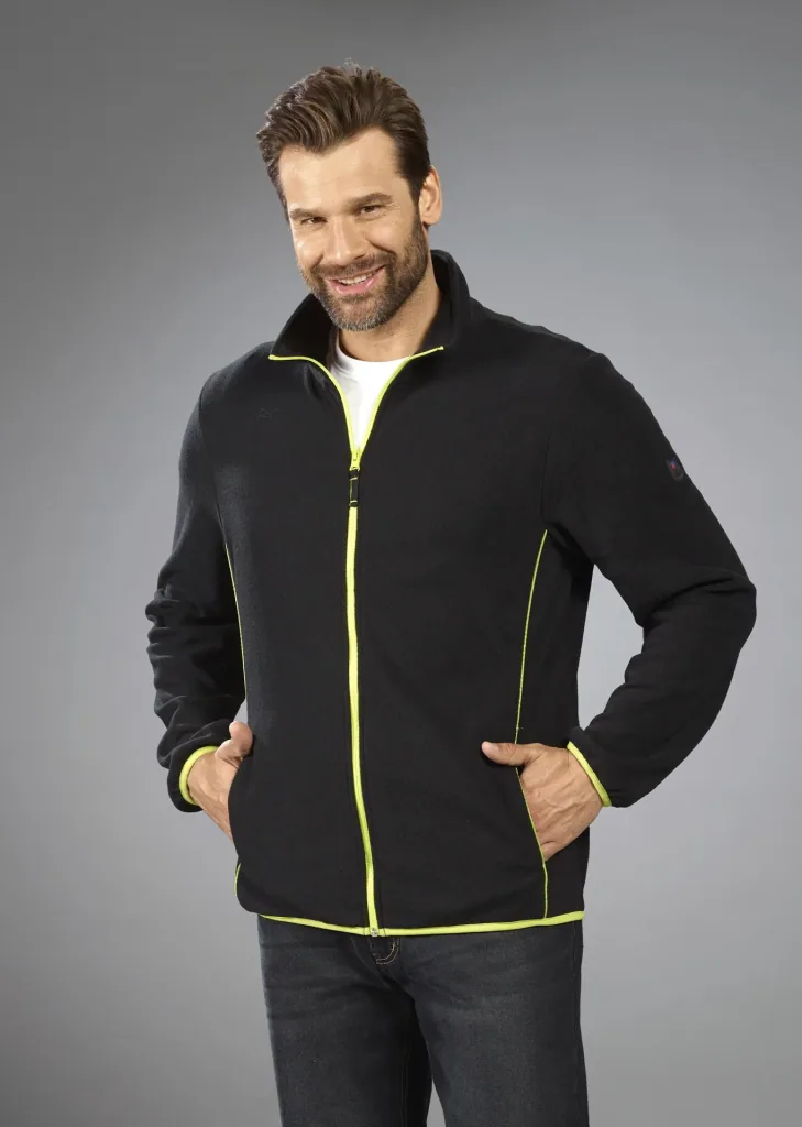 Lightweight fleece jacket, black/lime, size M