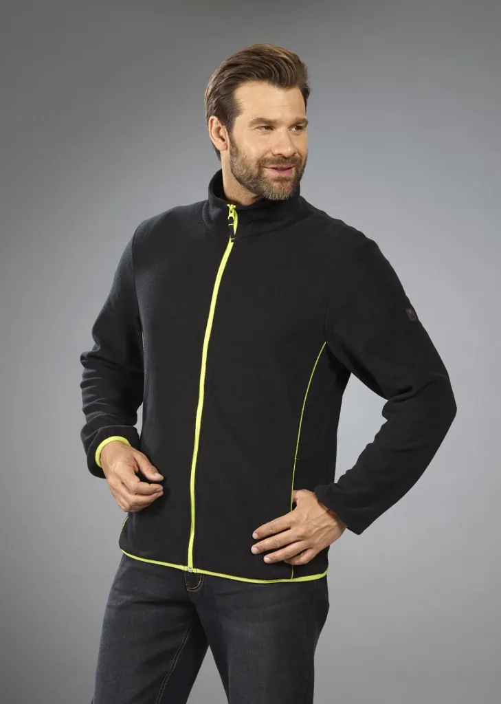 Lightweight fleece jacket, black/lime, size M
