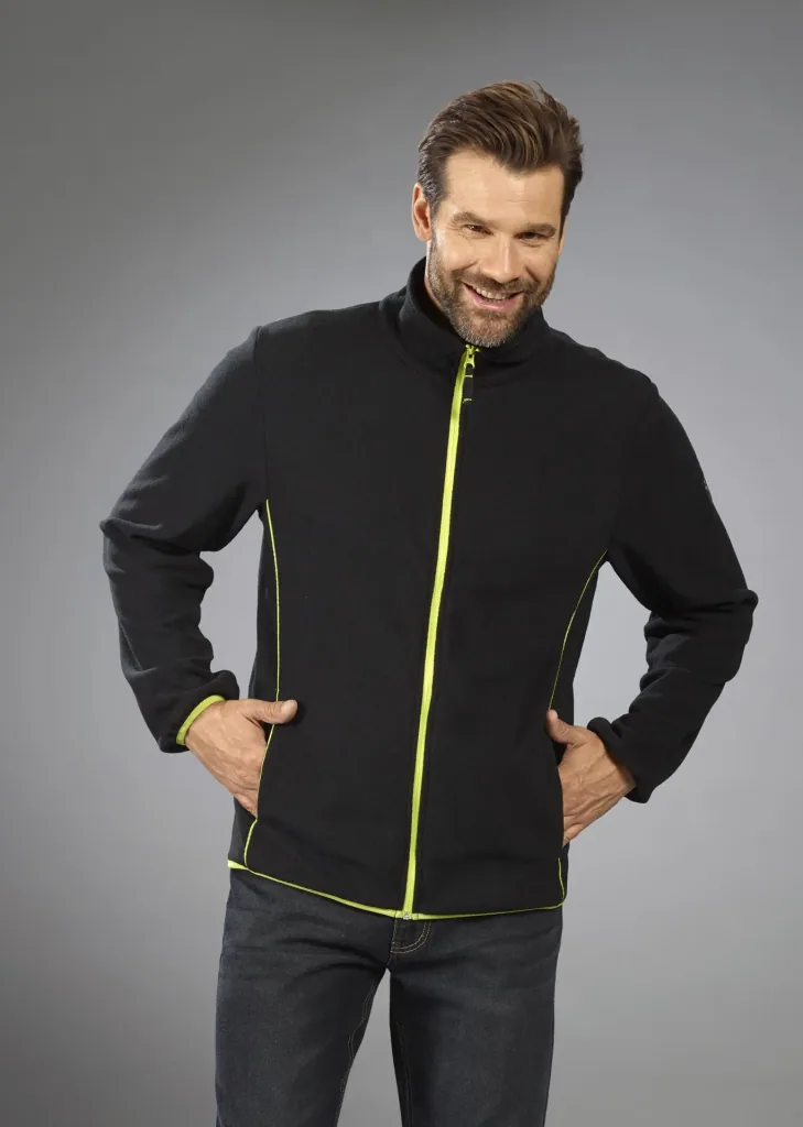 Lightweight fleece jacket, black/lime, size M