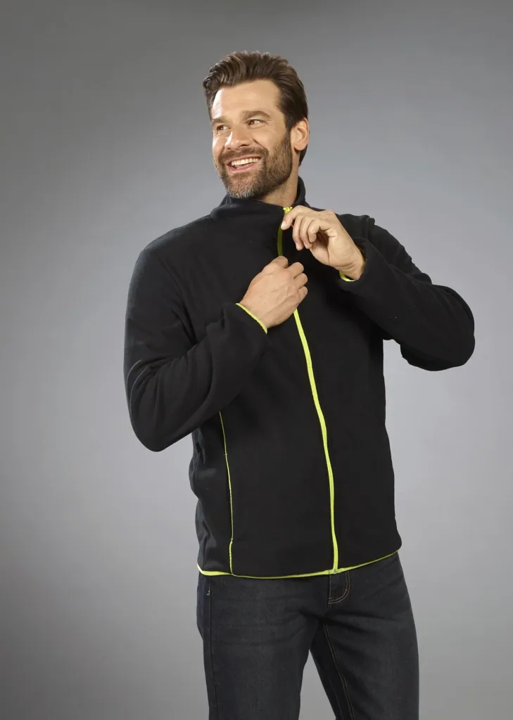 Lightweight fleece jacket, black/lime, size M