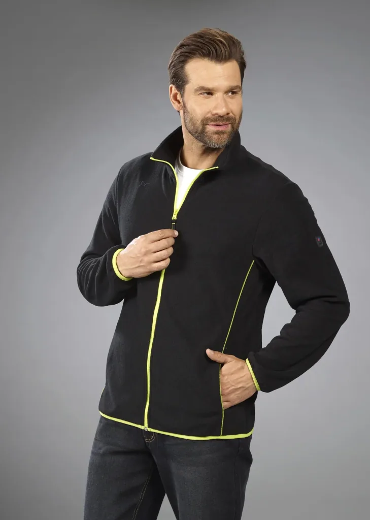 Lightweight fleece jacket, black/lime, size M