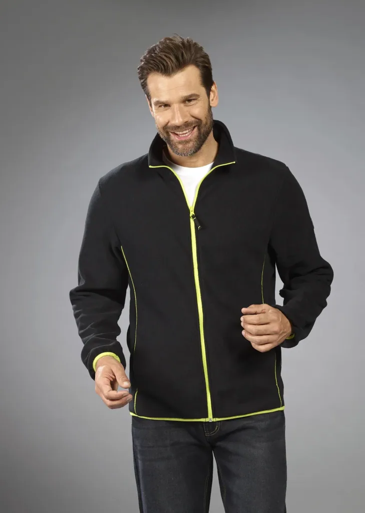 Lightweight fleece jacket, black/lime, size M