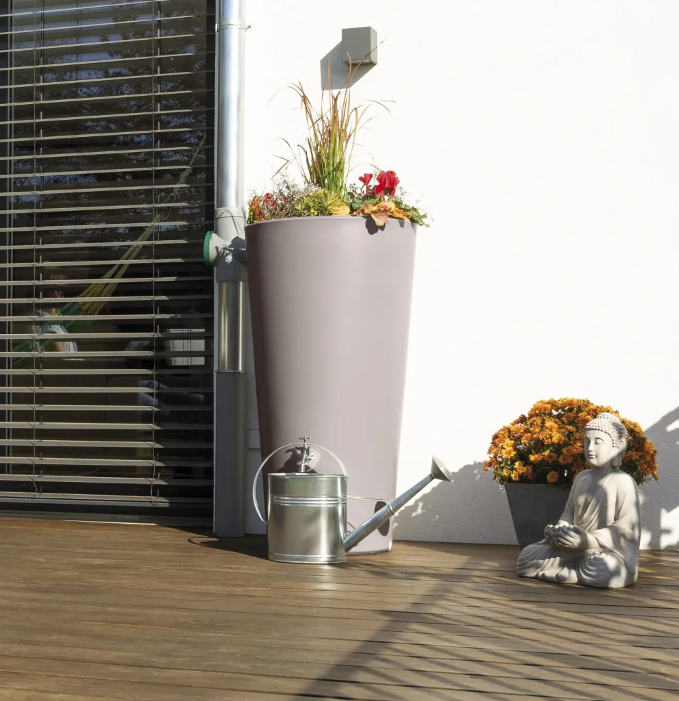 Rain storage tank "Rainbowl Flower" 150 L taupe