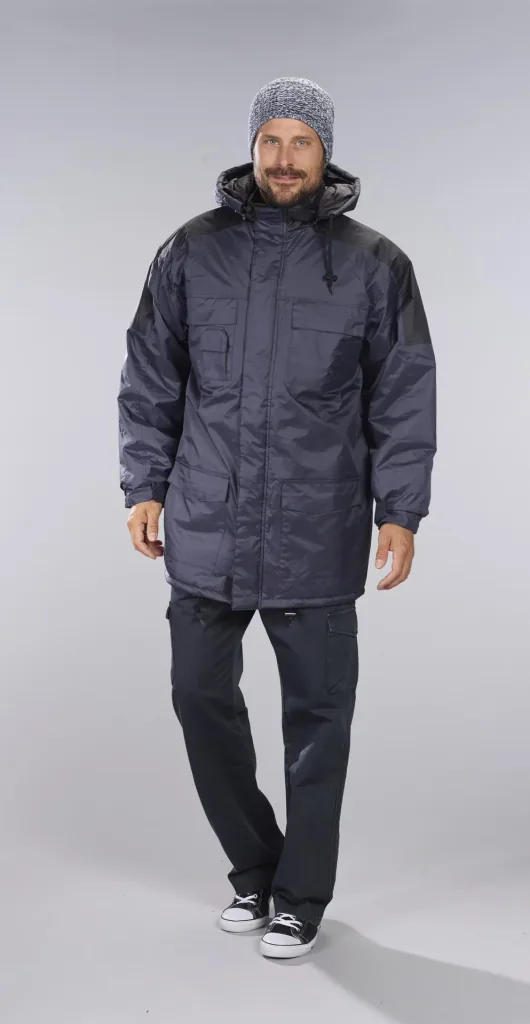 Hooded thermal parka, navy/black, size M