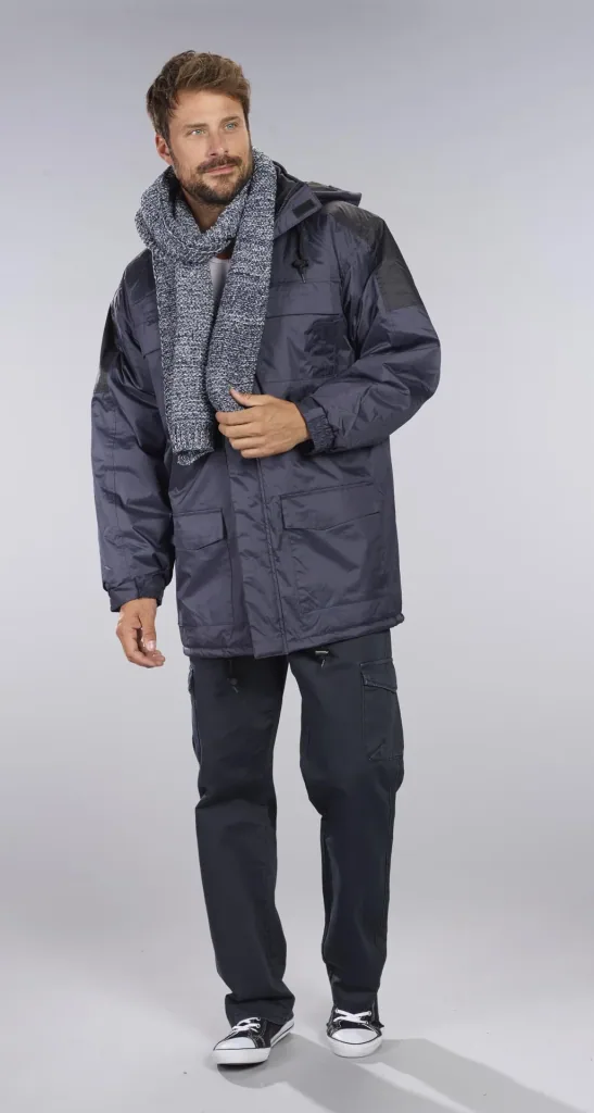 Hooded thermal parka, navy/black, size M