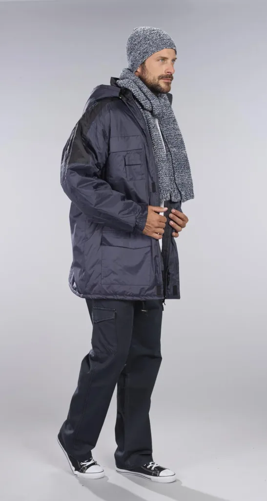 Hooded thermal parka, navy/black, size M