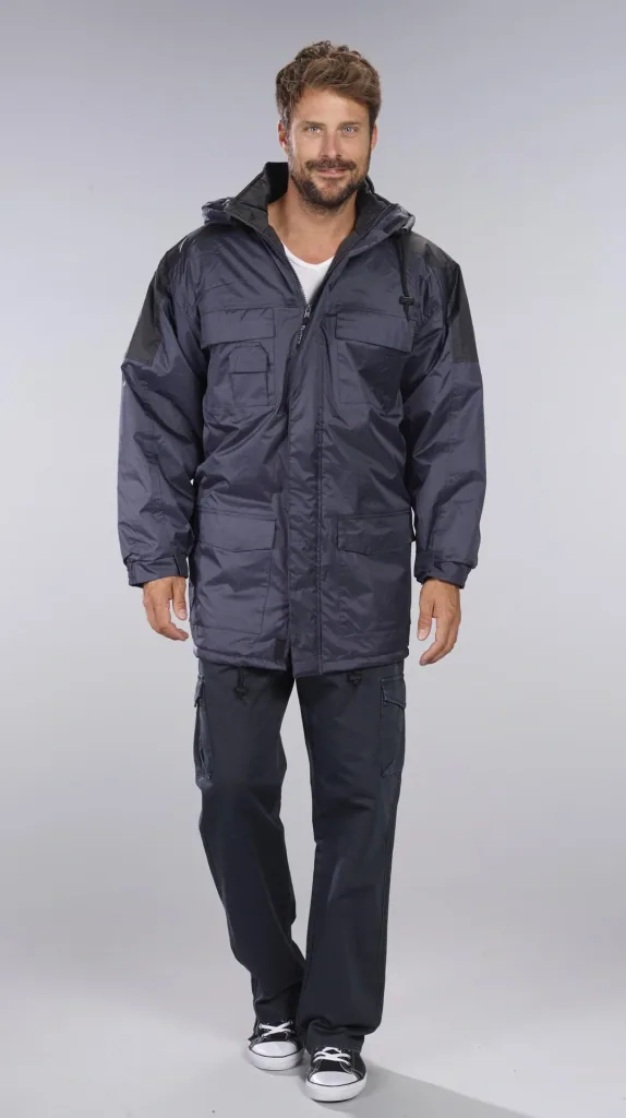 Hooded thermal parka, navy/black, size M