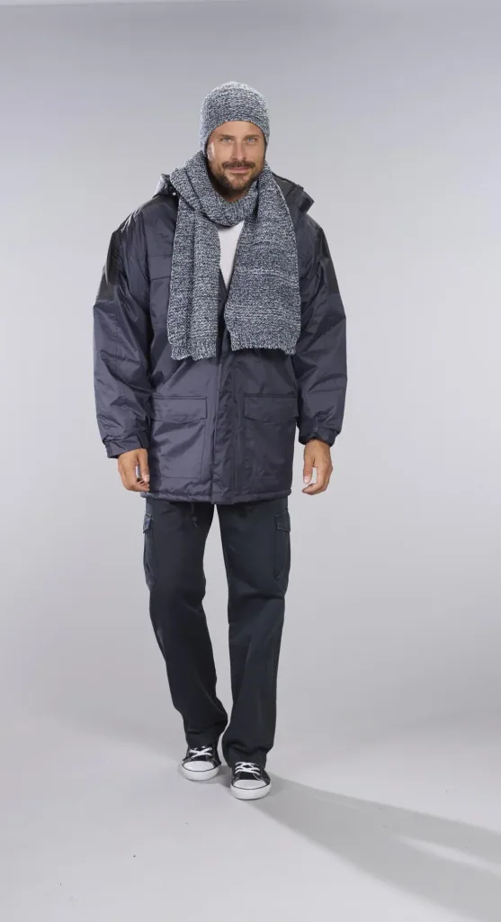 Hooded thermal parka, navy/black, size M