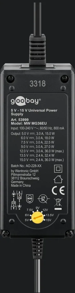 Switching power supply 3000mA/ 5 to 15 V selectable, stabilized