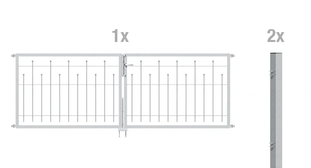 Double gate set Madrid including posts 3 x 0.8 m hot-dip galvanized