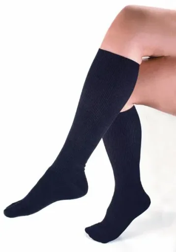 Support knee-high socks with terry cloth padding, black, size 42/43