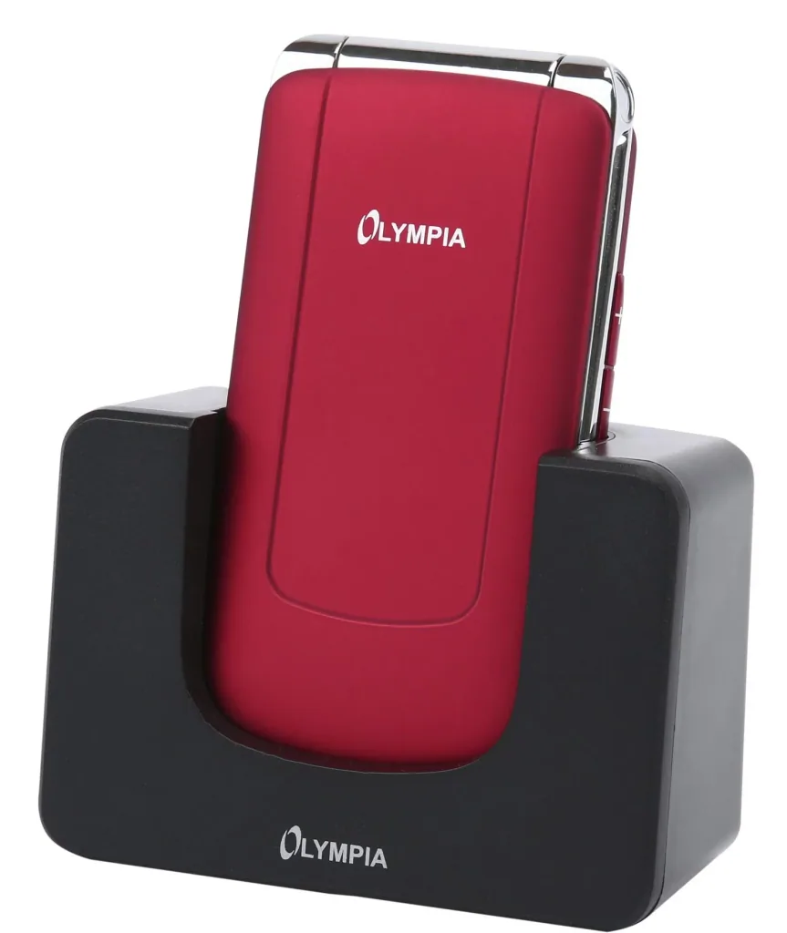 Large button clamshell phone in red