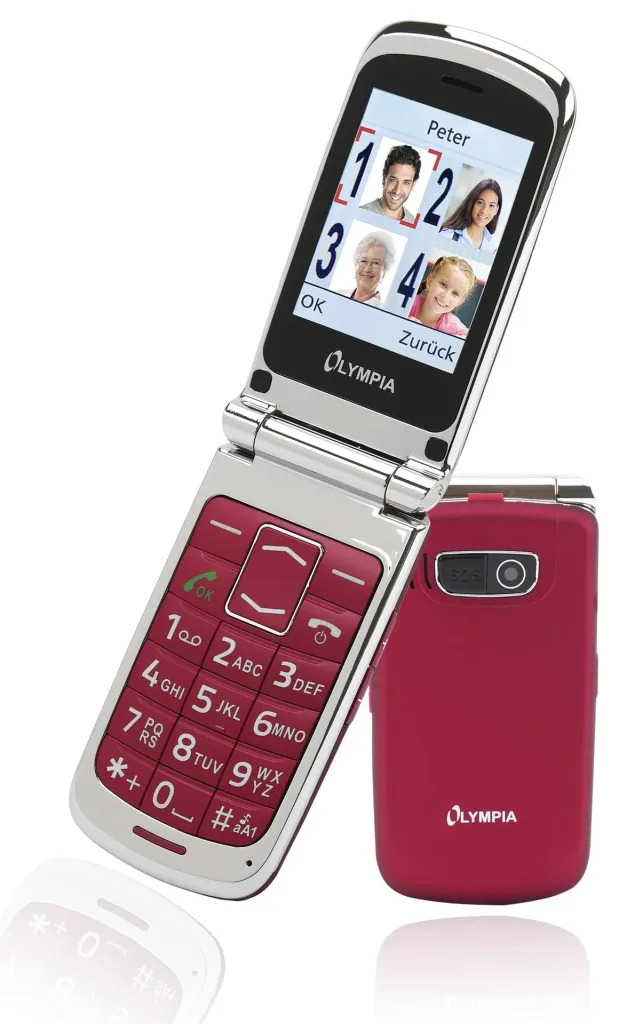 Large button clamshell phone in red