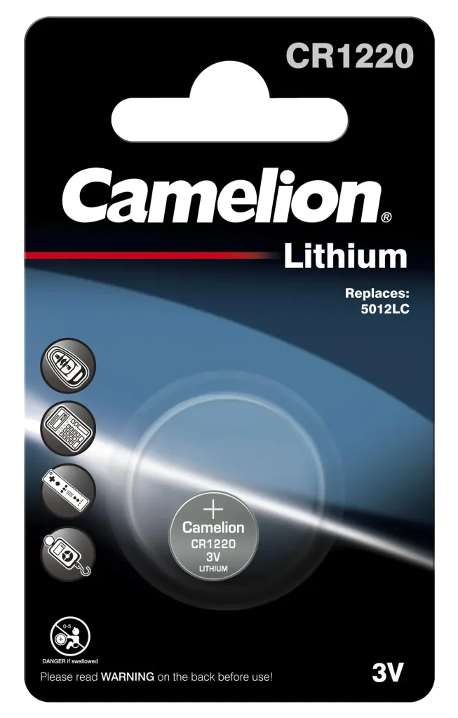 Lithium button cell CR1220, 3V - 1 piece
