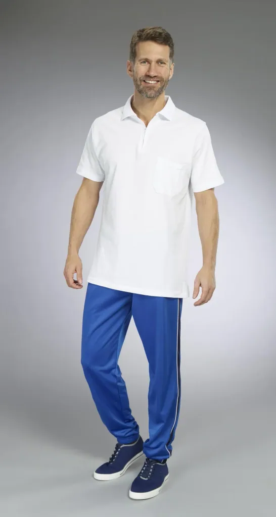 Polo shirt with zip, white. Size M