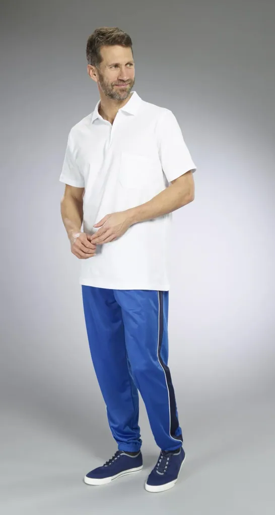 Polo shirt with zip, white. Size M