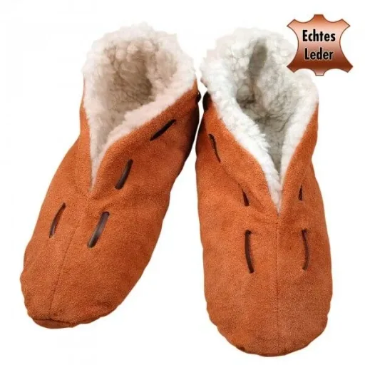 Fur slippers, brown, size 37/38
