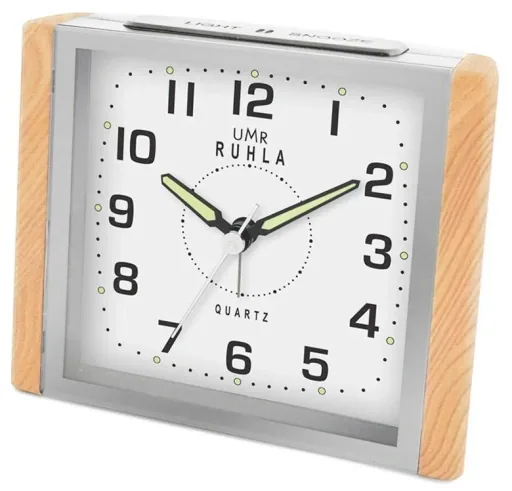 Quartz alarm clock with Cresendo alarm, wood