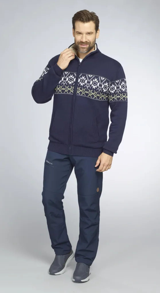 Lined cardigan, color navy/green, size M