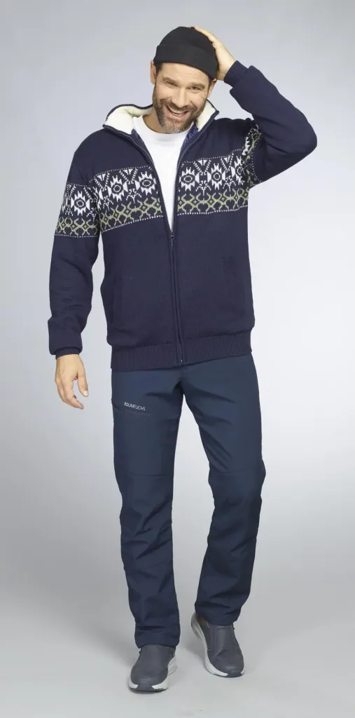 Lined cardigan, color navy/green, size M