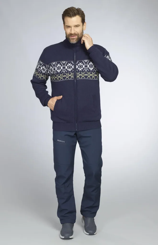 Lined cardigan, color navy/green, size M
