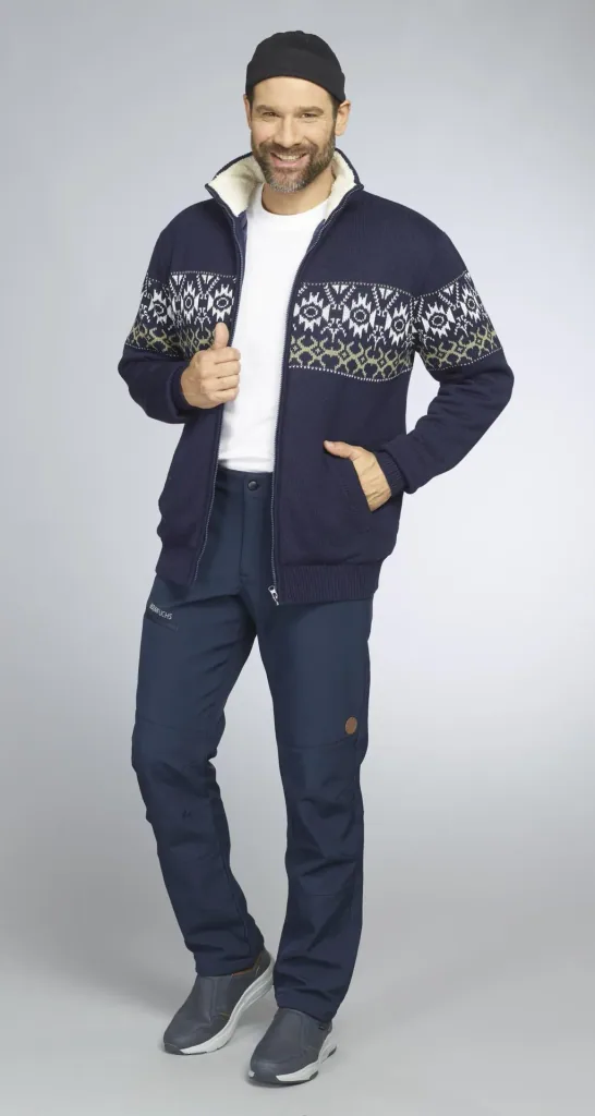 Lined cardigan, color navy/green, size M
