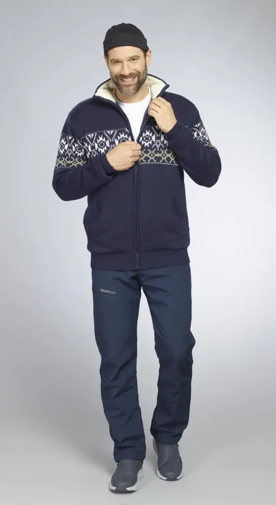 Lined cardigan, color navy/green, size M