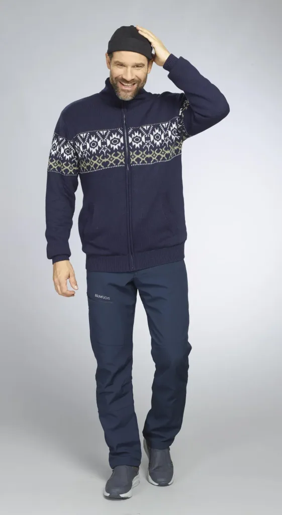 Lined cardigan, color navy/green, size M
