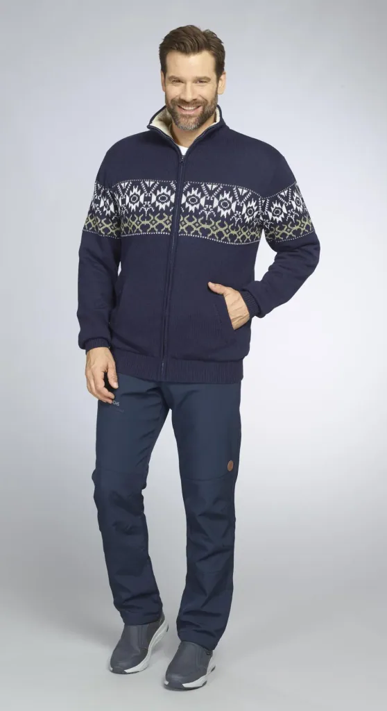 Lined cardigan, color navy/green, size M