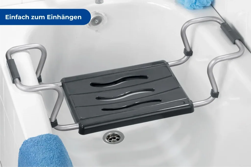 Secura bath seat, silver-anthracite, extendable, 120 kg load capacity