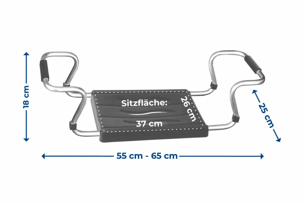 Secura bath seat, silver-anthracite, extendable, 120 kg load capacity