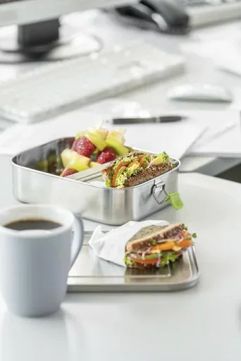High-quality, durable stainless steel lunch box/lunch box 1.1L including divider / leak-proof food storage container / Bento Box
